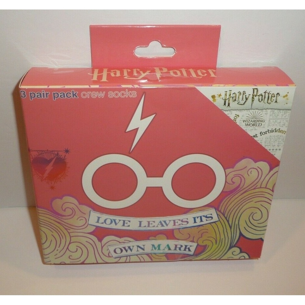 Valentines Day Harry Potter Crew Socks Gift Set 3 Pack Of Women's Love 4-10